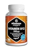 Vitamin B12 hochdosiert und vegan, Methylcobalamin, 500 mcg 180 Tabletten für 6...