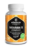 Vitamin B Komplex hochdosiert & vegan, 180 Tabletten für 6 Monate, B1, B2, B3, B5, B6, B7, B9, B12 Vitamine in einer Tablette, Natürliche Nahrungsergänzung ohne Zusatzstoffe, Made in Germany